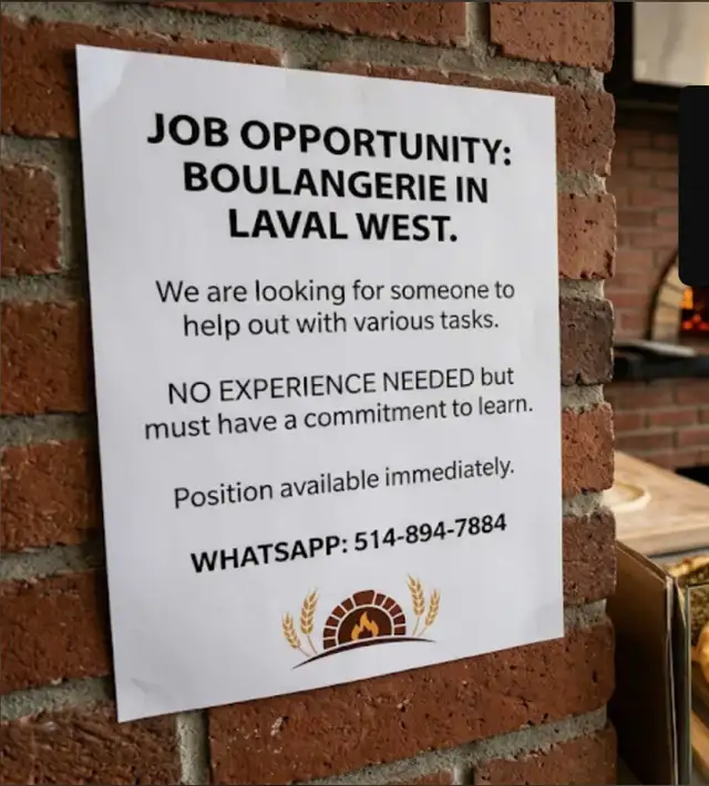 Looking for someone to help out at boulangerie in laval west
