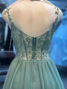 Tulle Corset Sage Dress - Photo 2