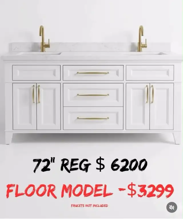 White Vanity, Faucet, Mirror, Bathtub, Tile