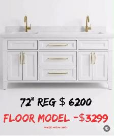 White Vanity, Faucet, Mirror, Bathtub, Tile