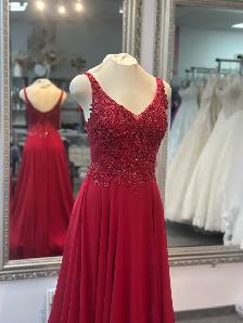 Wine Chiffon Beaded Top Dress
