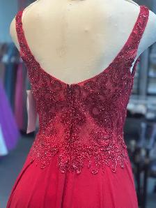 Wine Chiffon Beaded Top Dress - Photo 2
