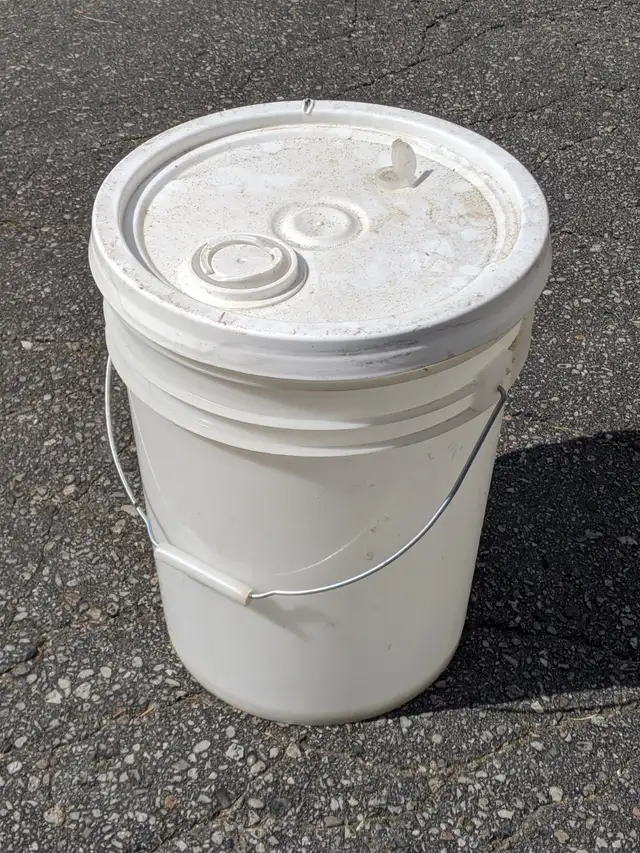 5 Gallon Pails with or without lids. $2 per bucket.