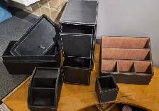 5-PIECE EXECUTIVE DESK ORGANIZER SET – FAUX LEATHER  LIKE NEW 15 - Photo 2