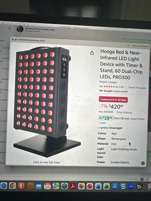 RED LIGHT/ NIR LIGHT THERAPY HOOGA HGPRO300