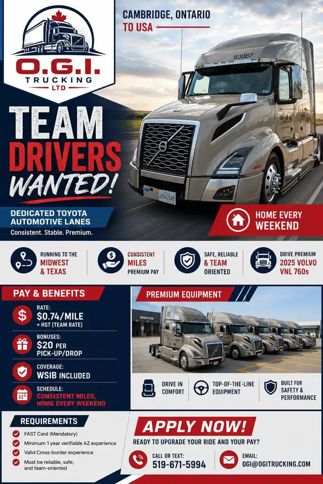 Toyota dedicated run/Team position only