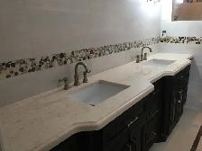 Custom Fabricated White Quartz Vanity Top with Undermount Sink C - Photo 3