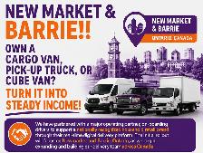 New Market & Barrie! Own a Cargo Van, Pick-Up Truck, or Cube Va