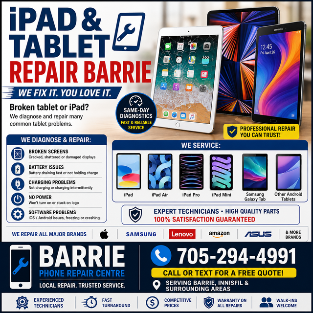 iPad & Tablet Repair Barrie | Screen Repair | Battery | Charg