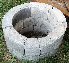 Round fire pit, three courses high