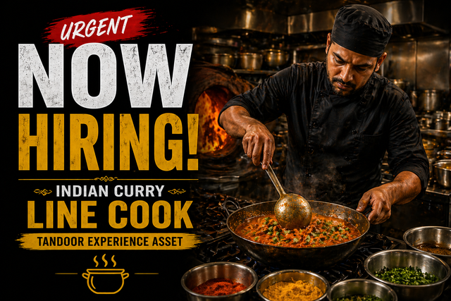 HIRING INDIAN CURRY LINE COOK URGENT