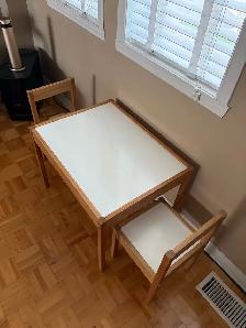 Children's table and 2 chairs, white/pine - Photo 2