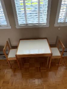 Children's table and 2 chairs, white/pine - Photo 3