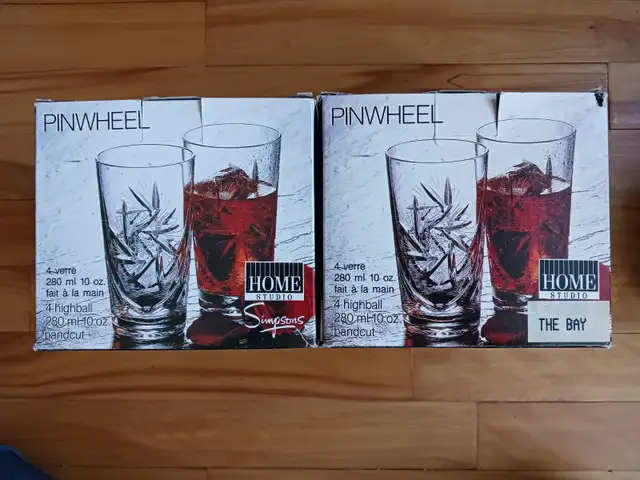 8 VERRES EN CRISTAL PINWHEEL IMPECCABLE - LIVR. GRATUITE