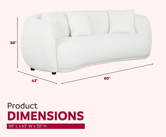 Stryker 90' Upholstered Bouclé Curved Sofa