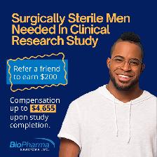 Surgically Sterile Men Needed for Paid Clinical Research Study