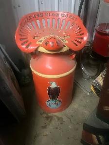 JI case plough works seat with cream can
