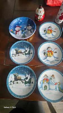 Lot assiettes collection bonhomme de neige Noël - Photo 3