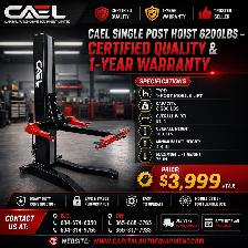 New CAEL Single Post Hoist 6200lbs –Certified &Warranty &Finance