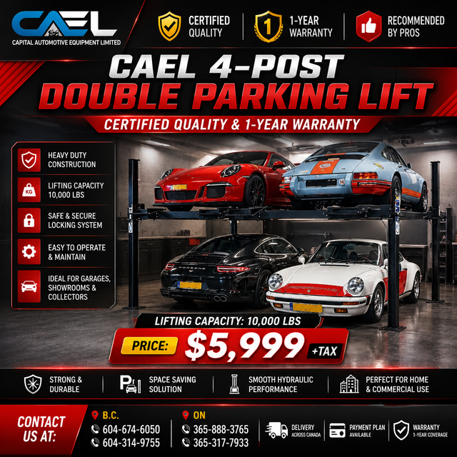 CAEL 4-Post Double Parking Storage Lift  – Certified &Warranty
