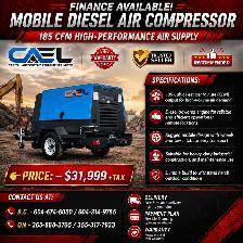 New CAEL Mobile Air Compressor Comes with kubota engine WARRANTY
