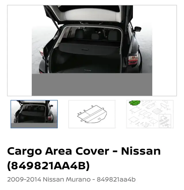 Nissan Murano retractable cargo cover, years 2009-14. Black