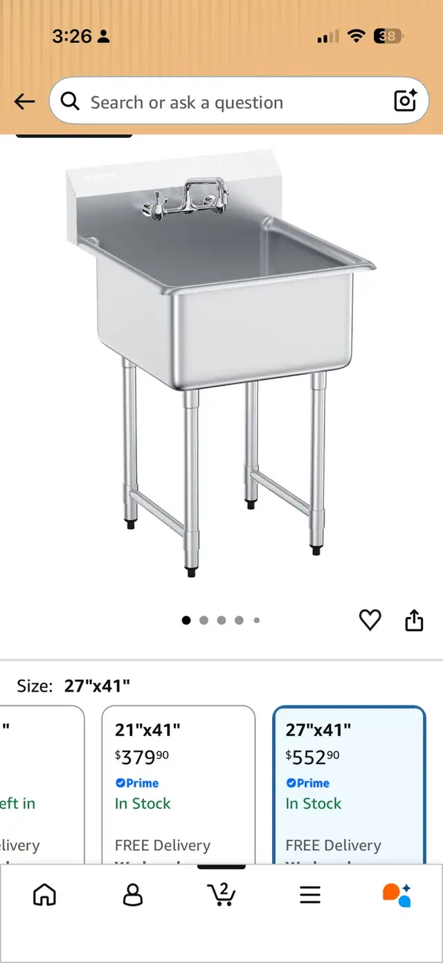 VEVOR 27x41 Prep Sink