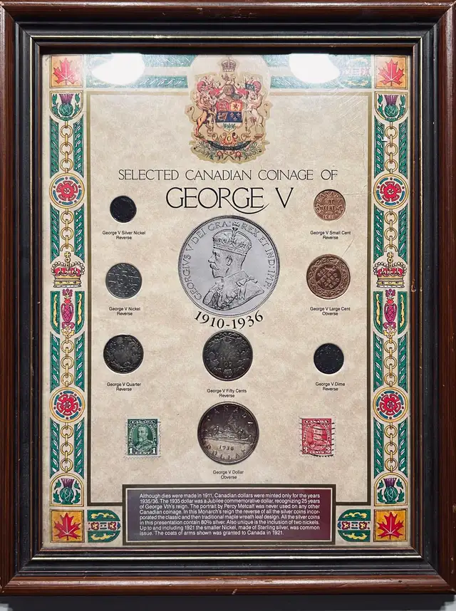 King George V framed  Canadian Coinage