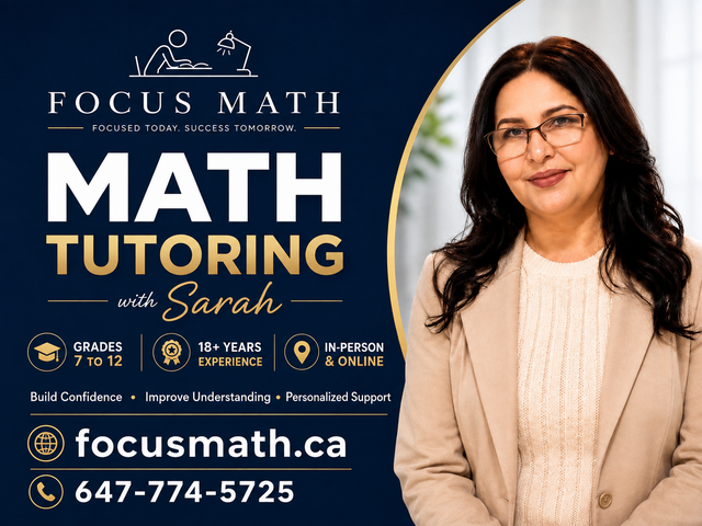 Ottawa Online Math Tutor | Grades 7–12 | 18  Yrs Experience