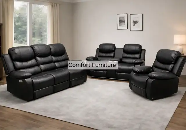 Recliner sofa set leather