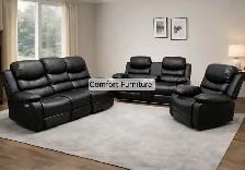 Recliner sofa set leather