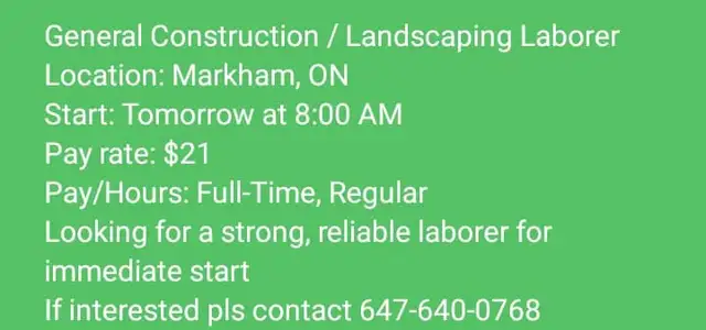 General Construction/Landscaping Labourer
