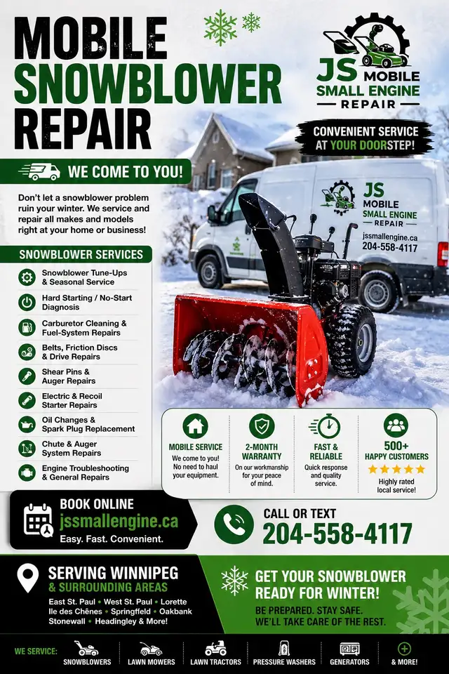 Js Mobile snowblower Tune up