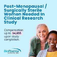 Postmenopausal/Surgically Sterile Women Needed in Clinical Trial