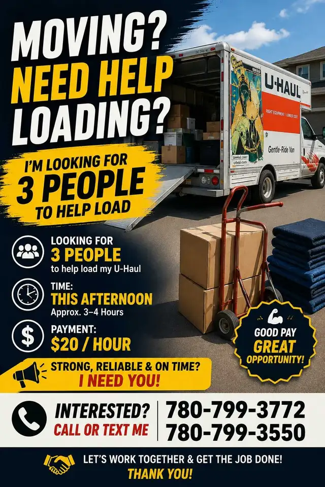 Looking for helpers to Load U Haul