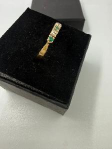 Women's 10K Gold Eternity Band with Diamonds and Emeralds~Size 7 - Photo 2