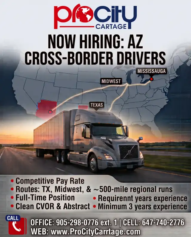 Cross-Border Driver Needed Full-Time