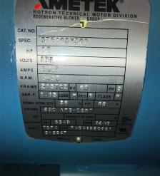 Ametek DR909BB86X Rotron Regenerative Blower 10HP 600 Volt - Photo 5