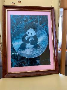 BEAU CADRE VITRÉ 10'x14' MAMAN PANDA SON BÉBÉ DANS BRAS: $20.00 - Photo 3