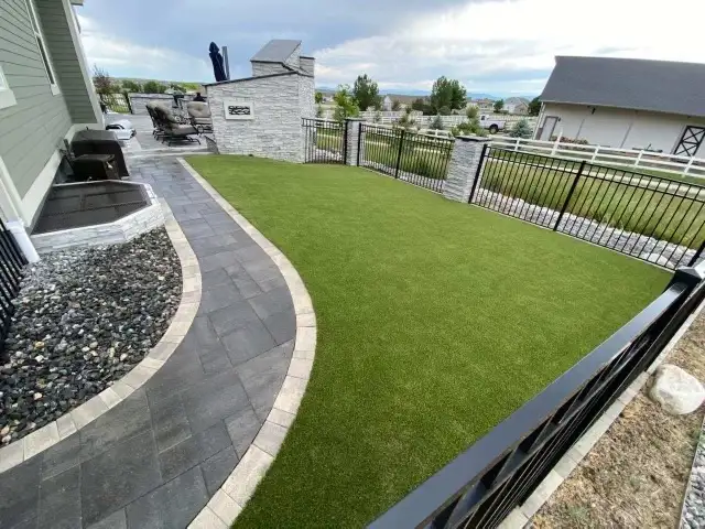 Landscape, Artificial turf, Paving stones, Sod