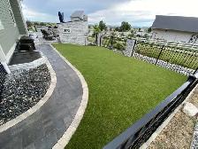 Landscape, Artificial turf, Paving stones, Sod