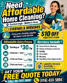Affordable Home Cleaning $30/hr | Malvern Scarborough |