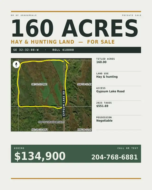 Wild hayland/hunting land for sale