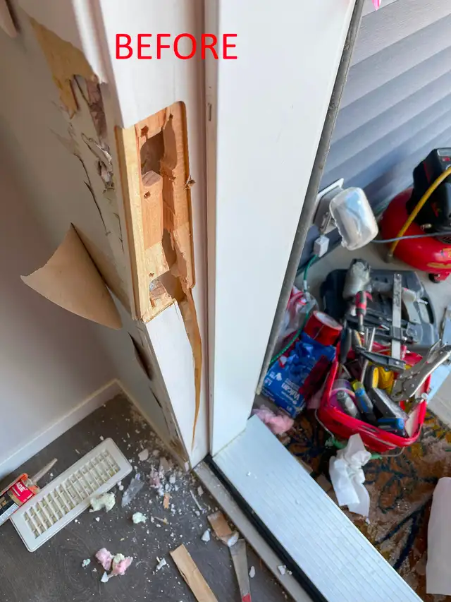 selling, cracked door , busted door slab or door jamb frame, no