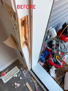 selling, cracked door , busted door slab or door jamb frame, no
