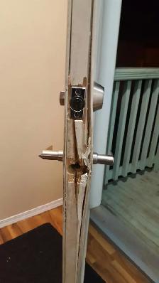 cracked exterior door, not closing properly we can fix. Servicin - Photo 6