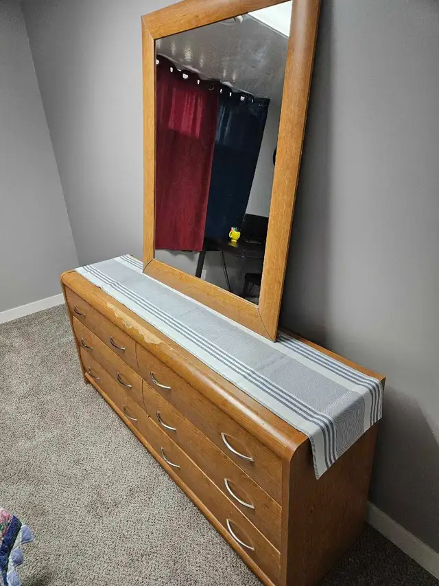 King size bed set, dressing table with mirror, and 2 night stand