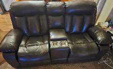 Faux Leather Love Seat Reclining As Is