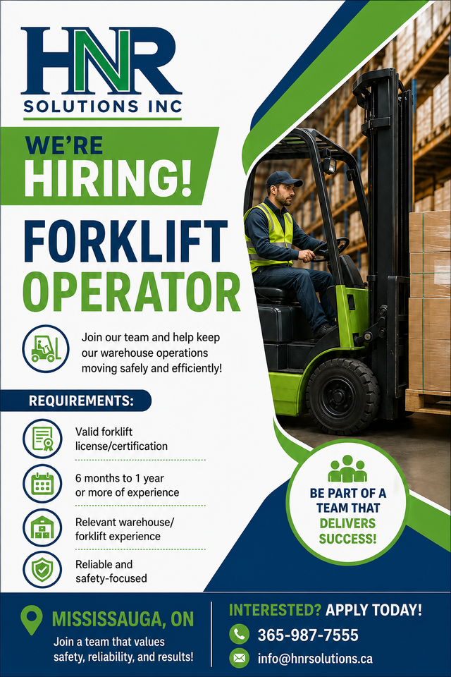 Hiring! Forklift Operator
