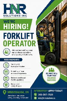 Hiring! Forklift Operator
